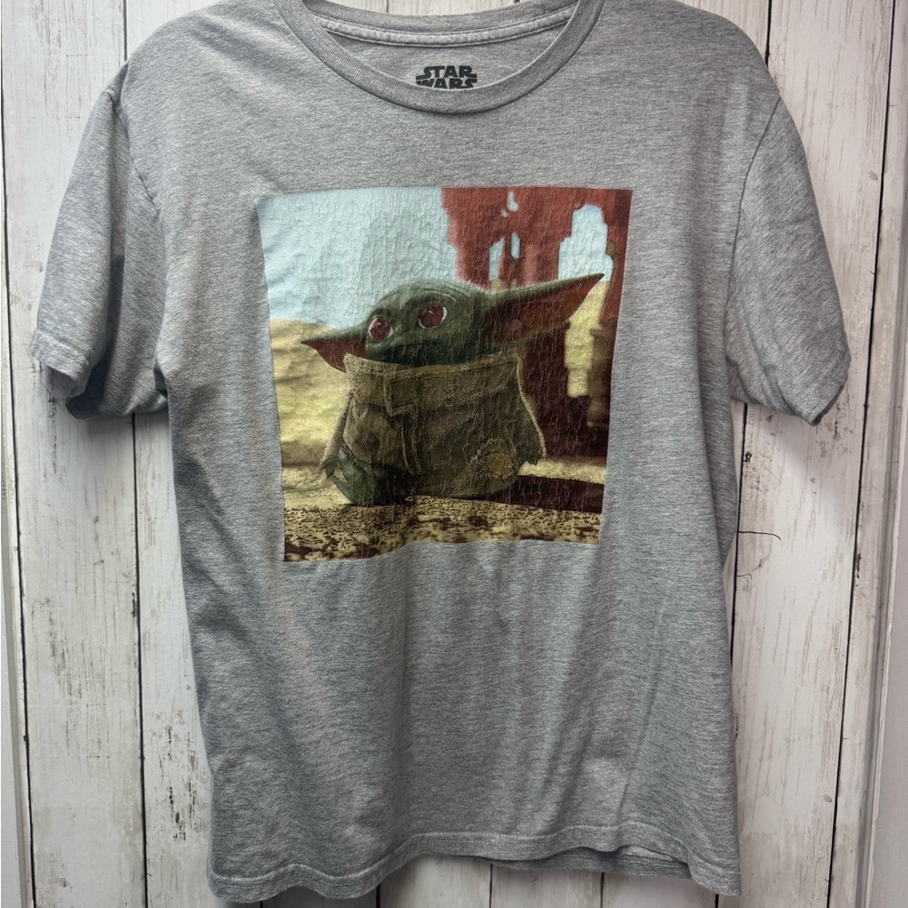 Star Wars Heather Gray Tee with Baby Yoda Design